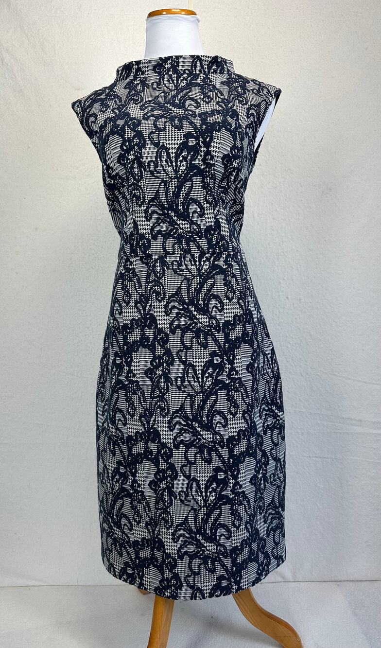 Brooks Brothers Women's Floral-Over-Houndstooth Jacquard Sleeveless Sheath SZ 10